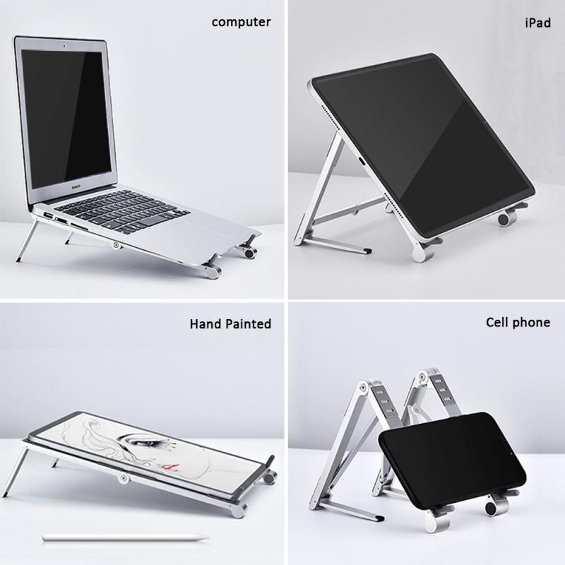 3 In 1  Foldable Laptop Holder Adjustable Aluminum Tablet Desktop Holder For Phone/iPad/Laptop Notebook Cell Phone Holder Stand Support