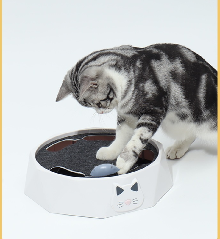 Pet Electric Cat Toy Plush Mouse Cat Spinner Two-Speed Adjustable Automatic Interactive Whack-a-Mole Toy