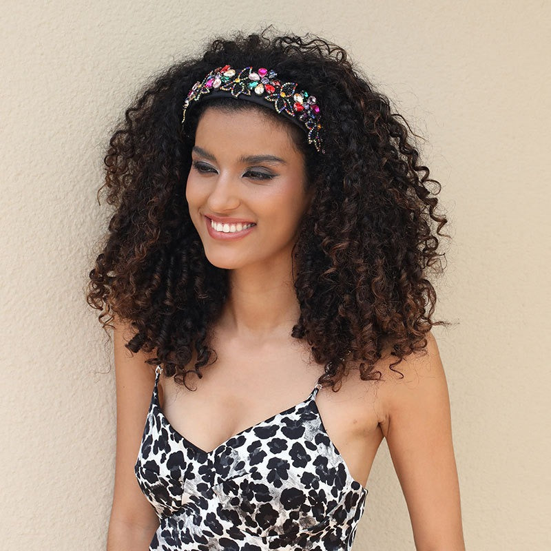 Crystal Rice Pearl Flower Heavy Industry Sponge Pressing Hair Headband Headband