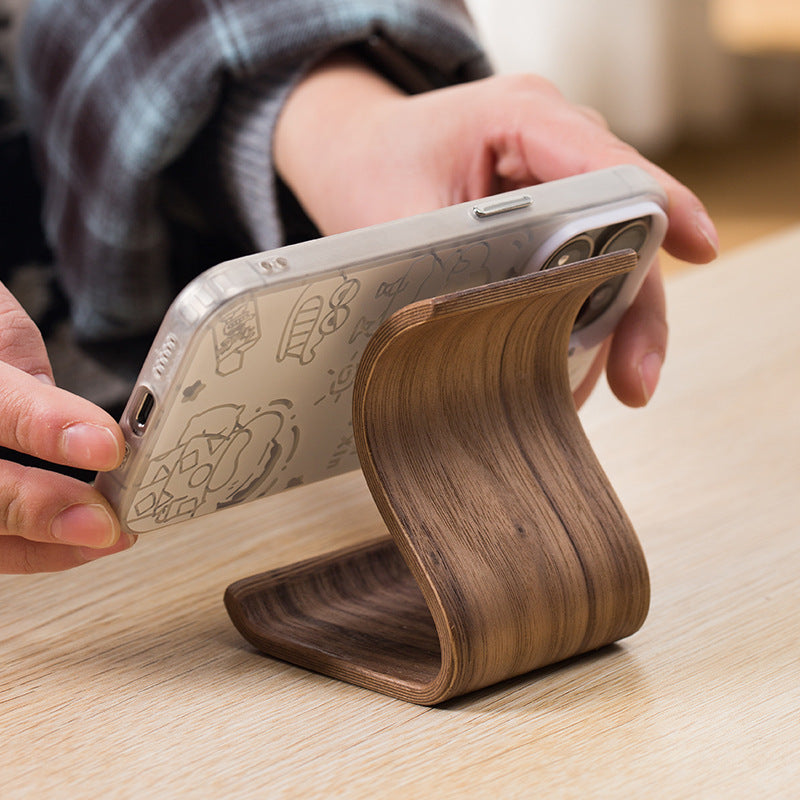 Mobile Phone Stand Portable Wooden Lazy Bracket Simple Desktop Creative TV Video Support Phone Holder