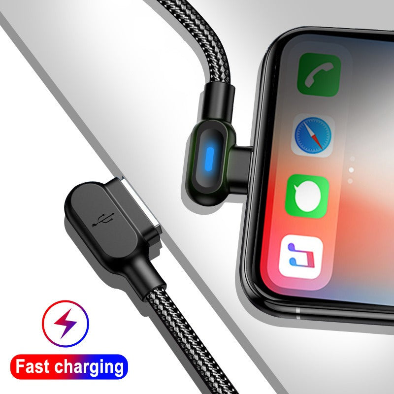 Double bend light mobile game data cable suitable for Android and Apple Type-C fast charging cable