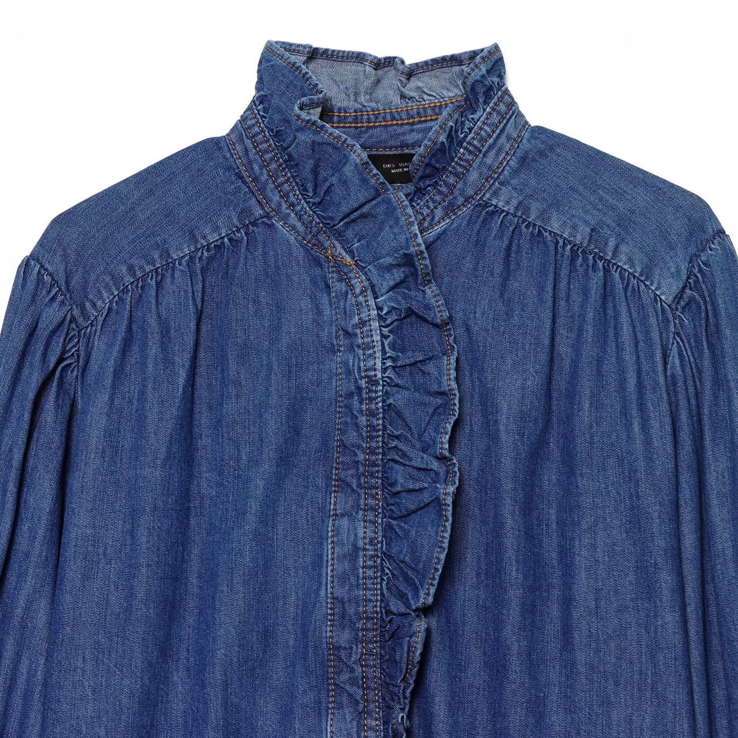 Ruffle denim top shirt
