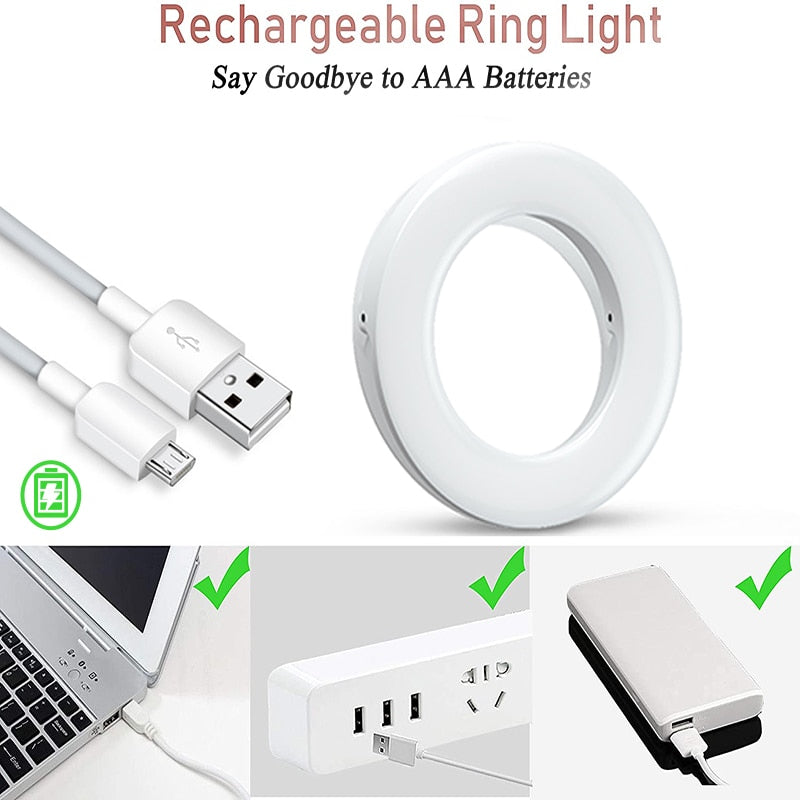 Updated 3200K-6500K 40 LED Lamps Selfie Ring Light for iPhone Andriod Smartphone Vlog Ring Light Selfie Fill Light Chargeable