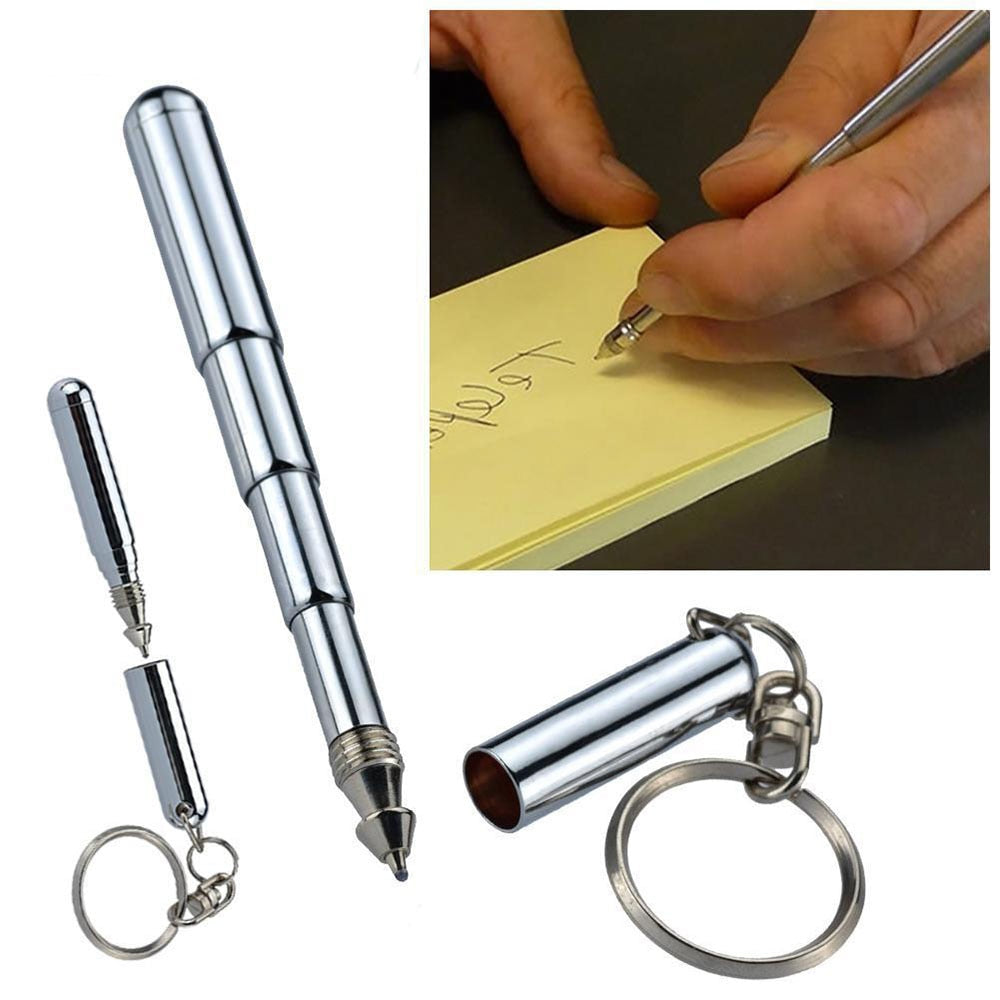 Portable Telescoping tool Pen Metal Key Ring Tool Creative Telescoping Stainless Steel Pen Keychain Ergonomic Ball Point Pen