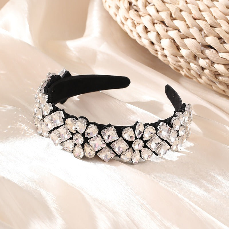 Baroque colored rhinestone headband with fashionable temperament and full diamond headwear