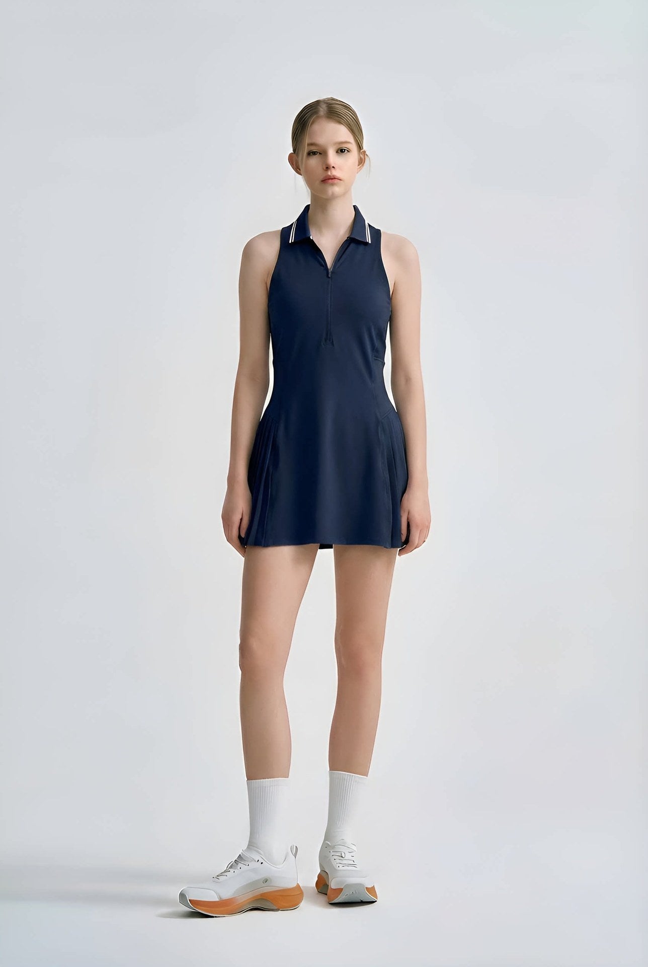 Fashionable Mesh Back Sports Skirt with Built-in Shorts, Nylon Outdoor Badminton Dress, Tennis Dress