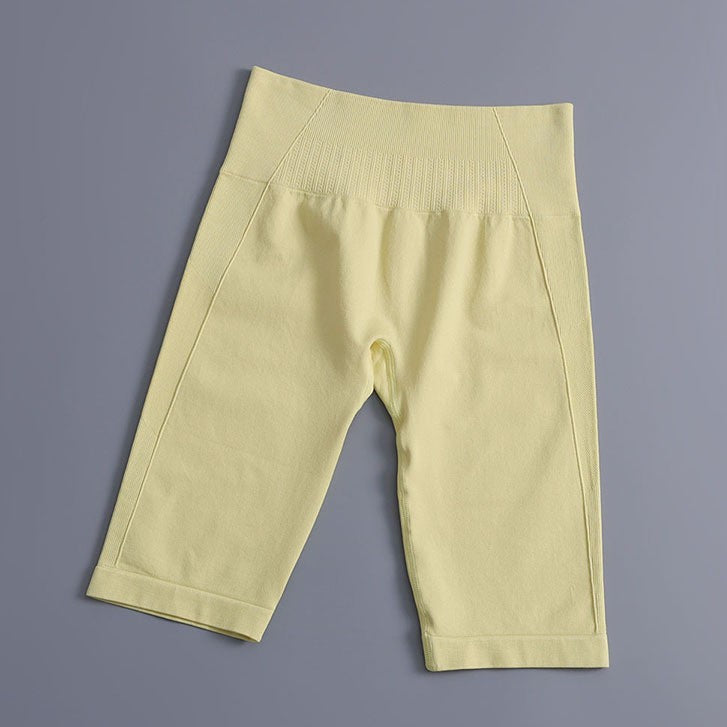Seamless  Shorts for Women High-Waisted Butt-Lifting Workout Shorts Breathable 5/6 Length Running Training Fitness Pants