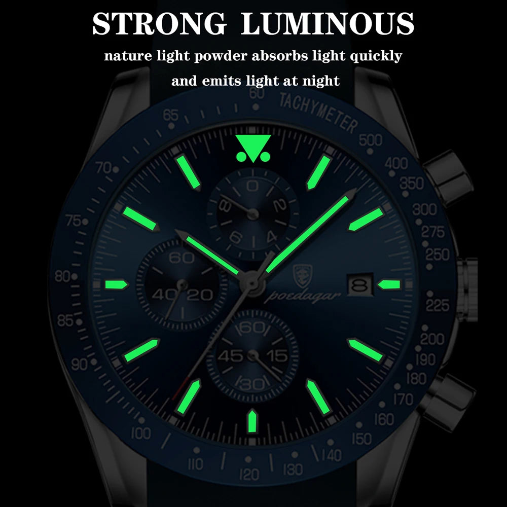Multi functional waterproof night light men's watch quartz watch