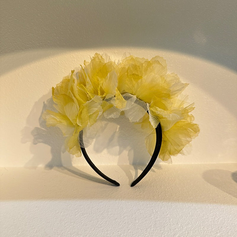 Handmade fabric oversized flower headband for women's snow gauze headband