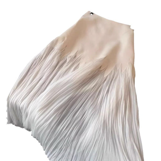 Petal pleated high waisted midi skirt with lace heavy pleats hanging down long skirt for women