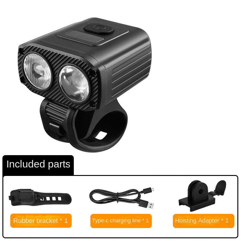 Bicycle headlights, mountain road bike headlights, outdoor night riding ABS waterproof high brightness Type-C charging riding eq