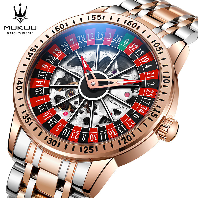 Authentic Export Wooden Wide Gamble Plate Men's Fully Automatic Mechanical Watch Waterproof Luminous Fashion Trendy Wristwatch