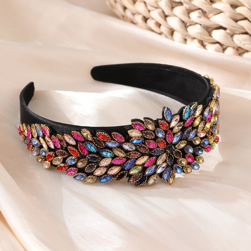 Heavy Industry Hair Hoops Fashionable and Creative Baroque Full Drill Hoops Women's Wide Edge Hair Accessories