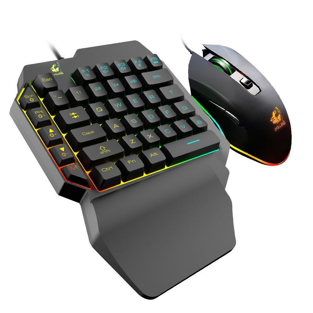 Free Wolf T1 One handed Keyboard and Mouse Set Throne Mechanical Touch Keyboard and Mouse Set