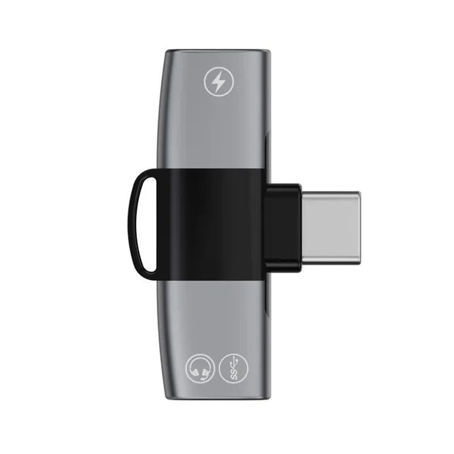 OTG USB Type C Splitter to Double Type C Jack AUX Audio Headphone Adapter PD15W Charging for iPhone 15 Samsung Xiaomi MacBook
