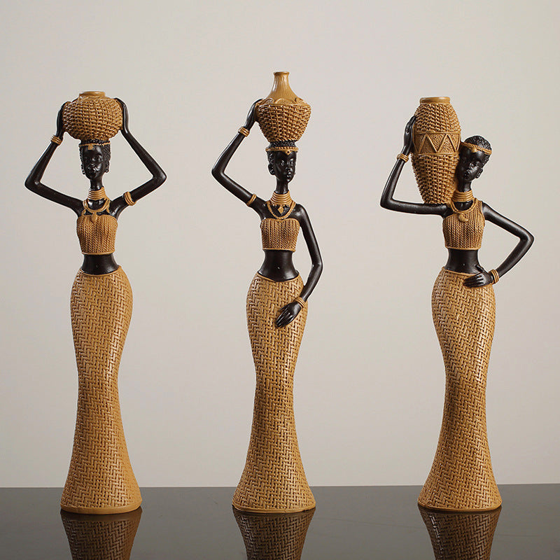 African girls' home resin ornaments and character decorations