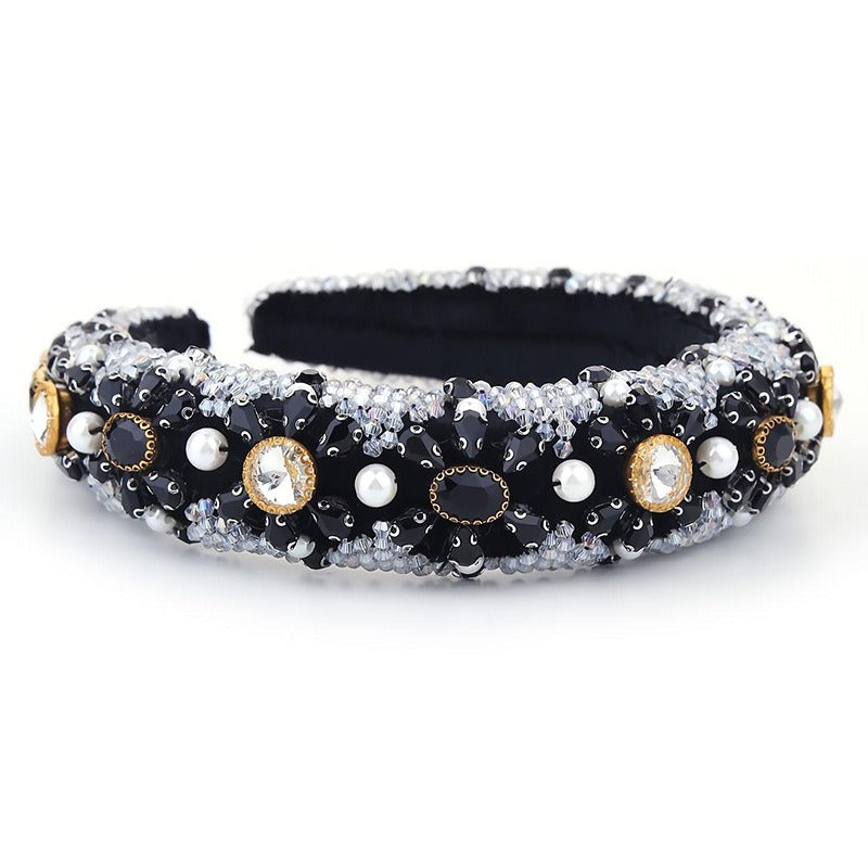 Baroque full set rhinestone crystal women's sponge wide edge retro exaggerated headband