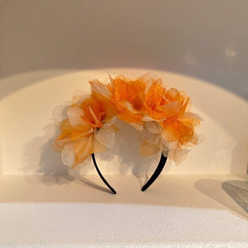 Handmade fabric oversized flower headband for women's snow gauze headband