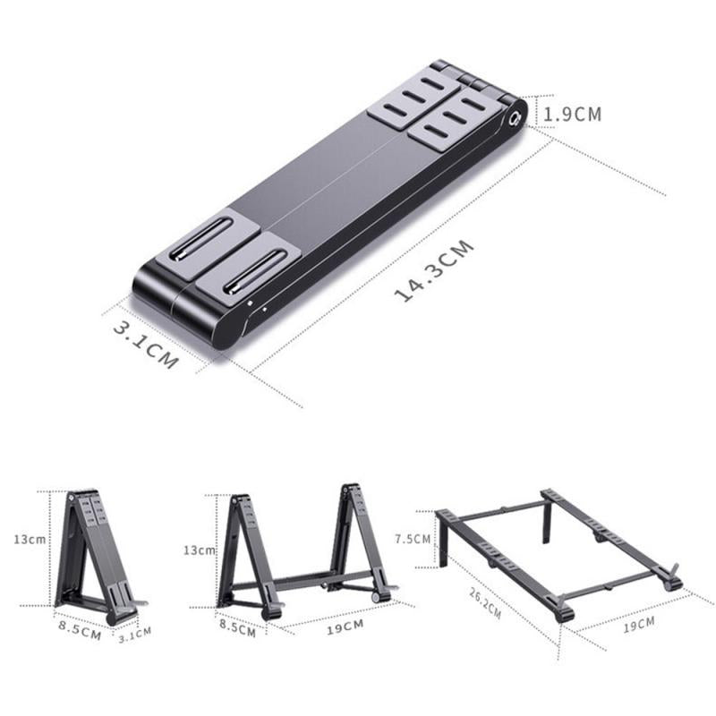 3 In 1  Foldable Laptop Holder Adjustable Aluminum Tablet Desktop Holder For Phone/iPad/Laptop Notebook Cell Phone Holder Stand Support