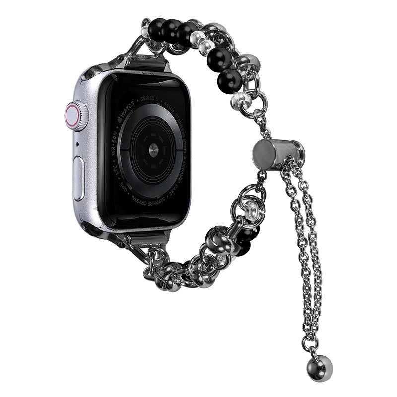 Applicable to Apple S8 Watch With Apple Watch Small Fragrant Pearl Stainless Steel Metal iwatch SE Watchband