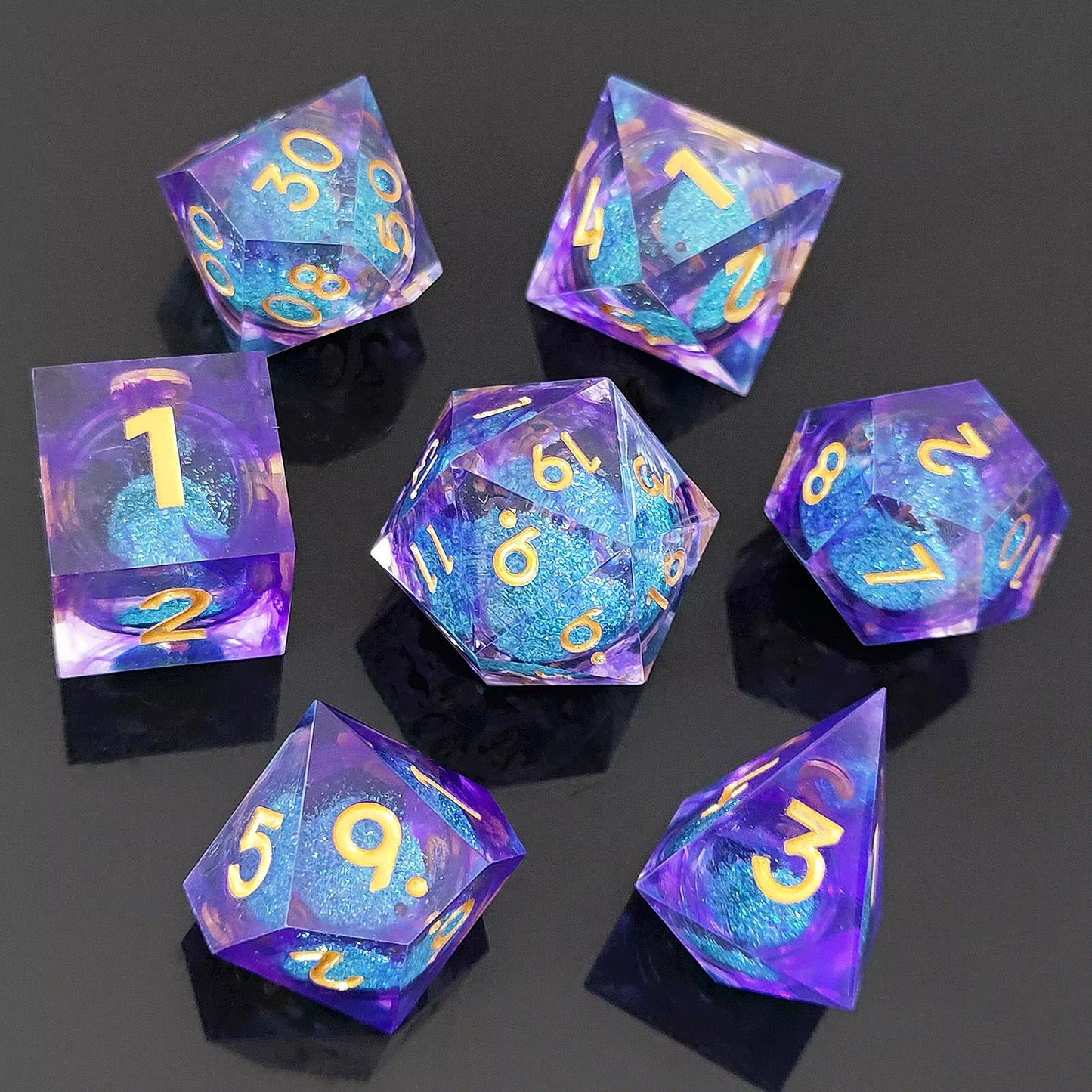Resin Sand Flow Dice Liquid Core DND DungeonsDragons TRPG Board Game Dice Set Roleplaying Cthulhu