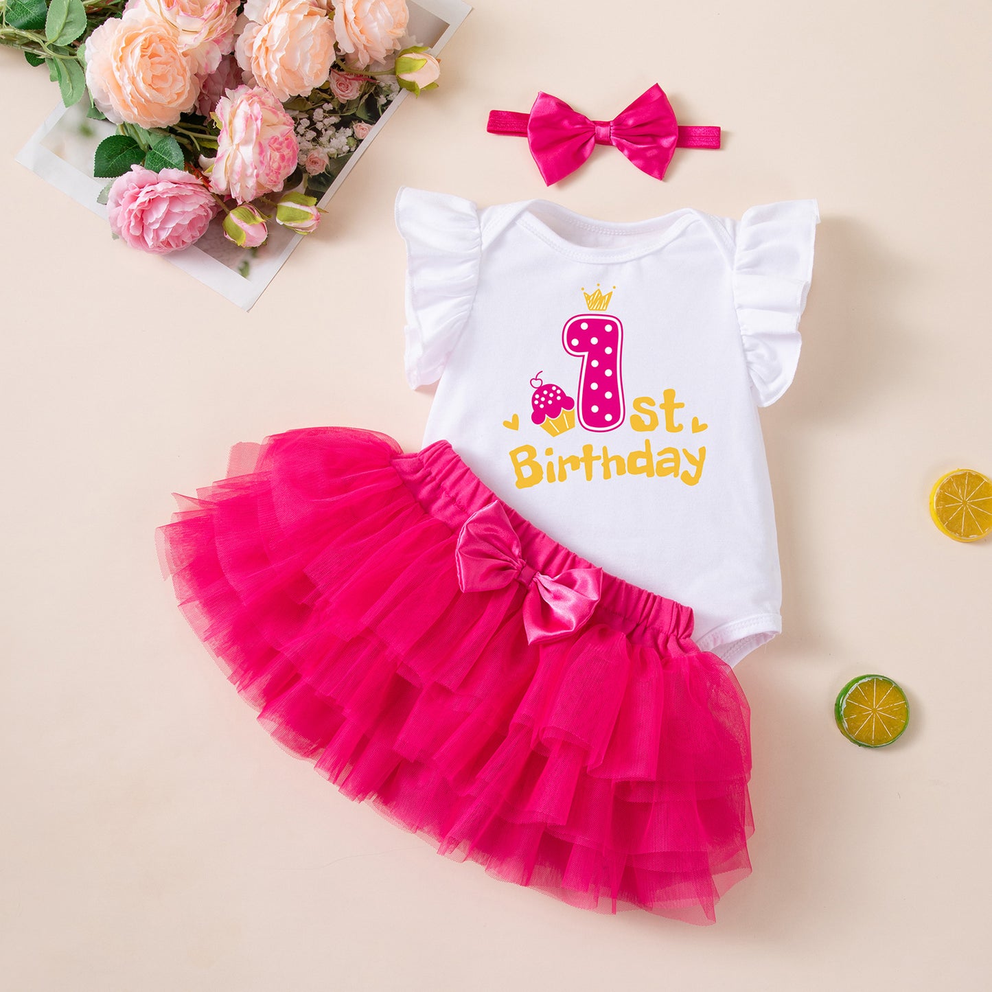 Summer Clothes Baby Girl Birthday Romper Dress Rainbow Skirt Trendy Baby Dopamine Outfit