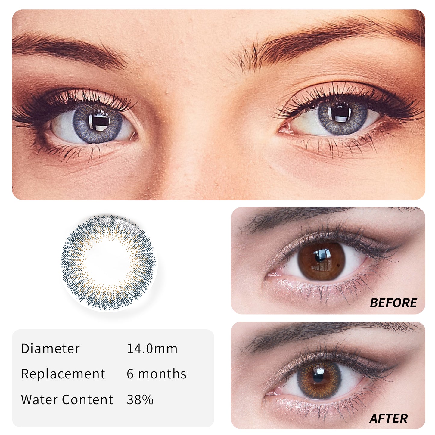  1Pcs FDA Certificate Eyes Beautiful Pupil Colorful Girl Cosplay Contact Lenses
