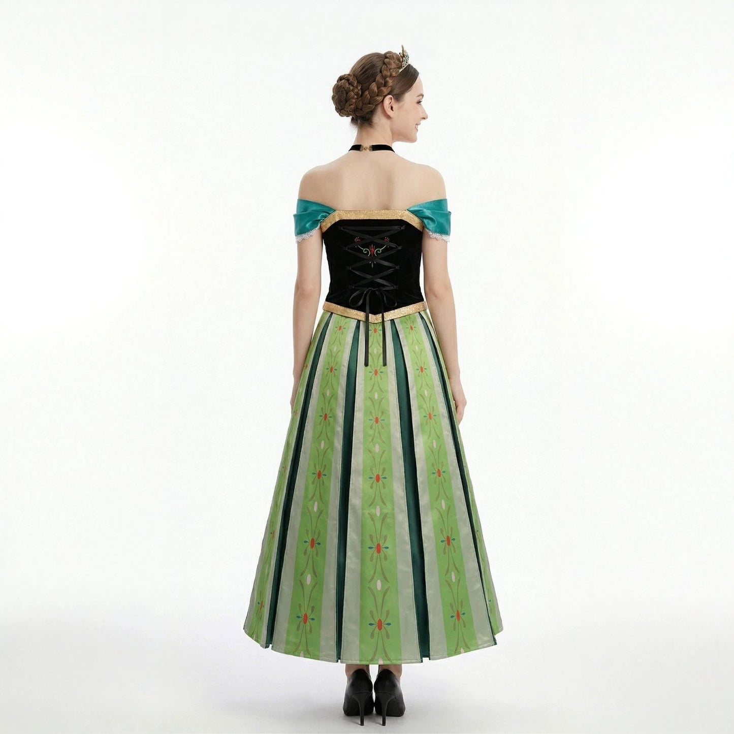 Frozen Anna Princess Dress Coronation Gown Anime Cosplay Costume Cartoon Autumn