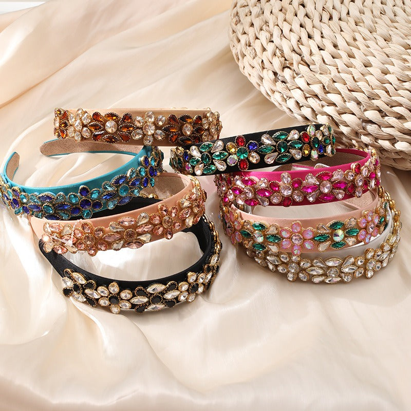 Heavy Industry Fashion Creative Hair Hoops Baroque Water Drill Bit Hoops Women's Wide Edge Hair Accessories