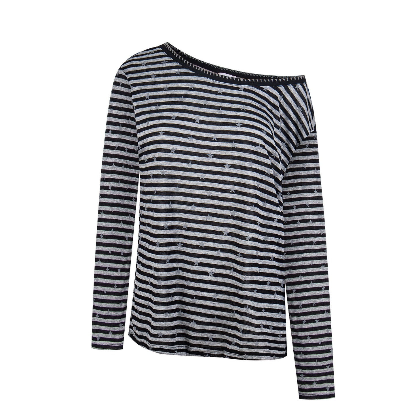 Color-Blocked Stripe Hoodie Loose Long Sleeve Top