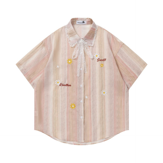 Embroidered gradient short sleeved shirt