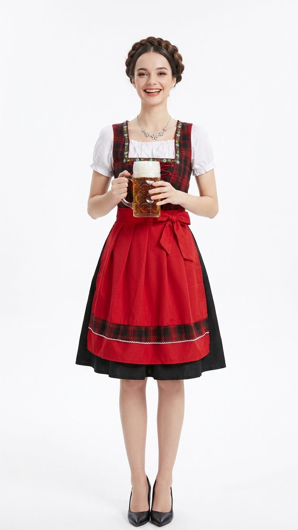 German Bavarian Traditional Dirndl Dress Beer Festival Maid Costume Cosplay Stage Performance Outfit