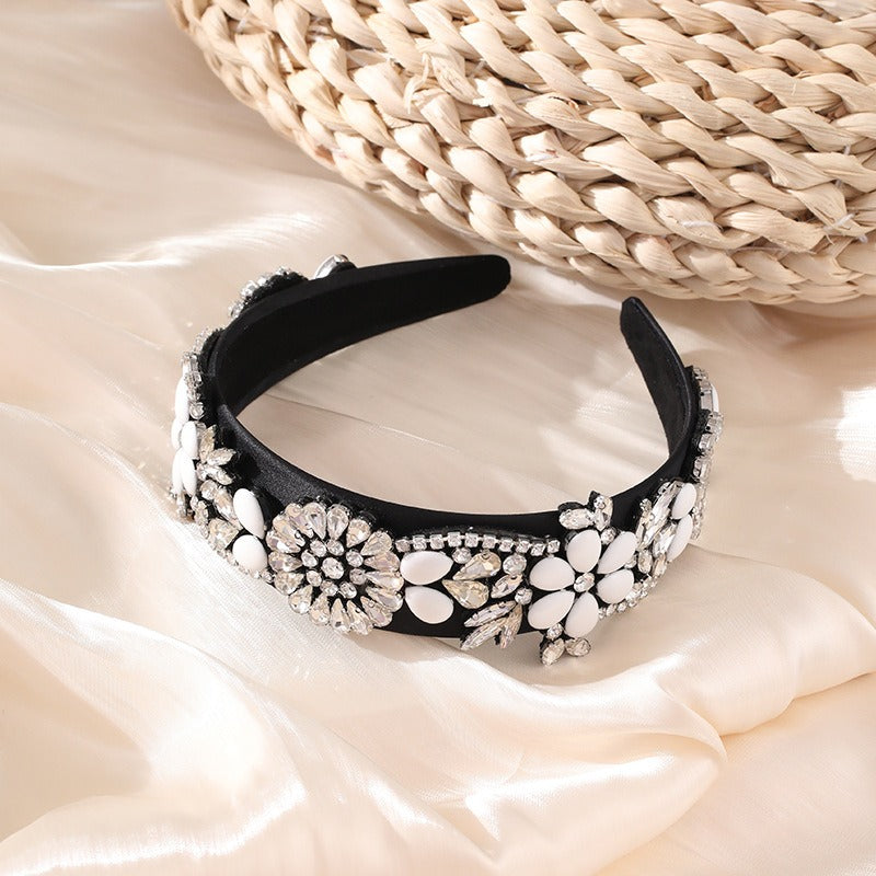 Fashionable women's retro Baroque flower rhinestone headband