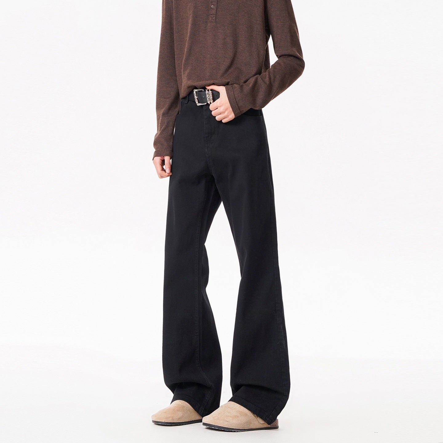 Washed Slim-Fitting Denim Pants for Men and Women