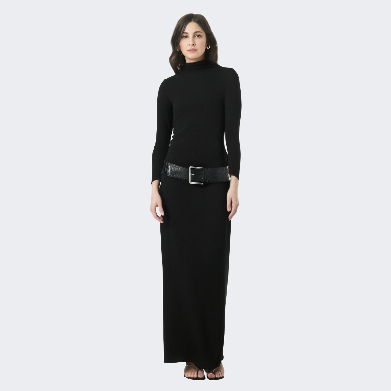 Fashionable and versatile new style with belt and pleated dress