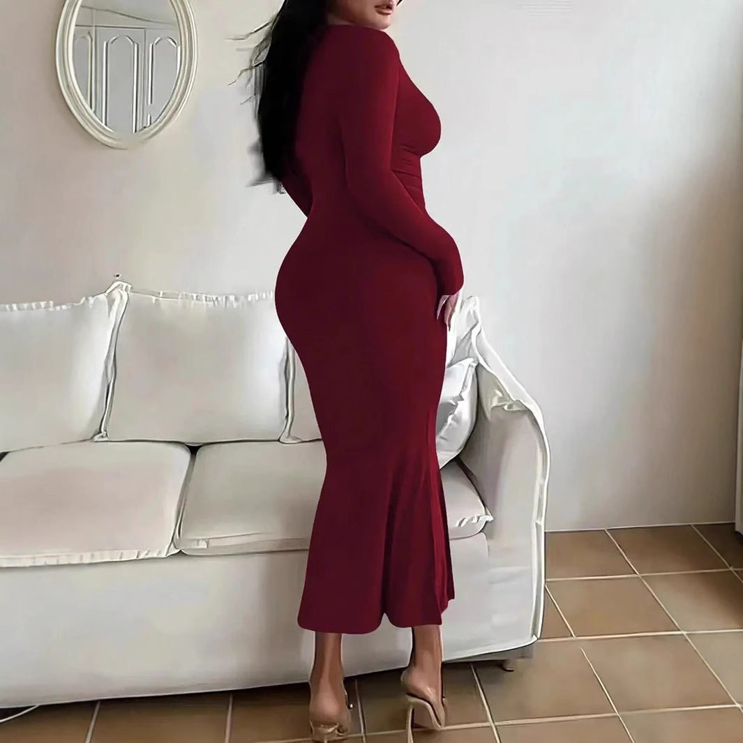 Solid color tight dress