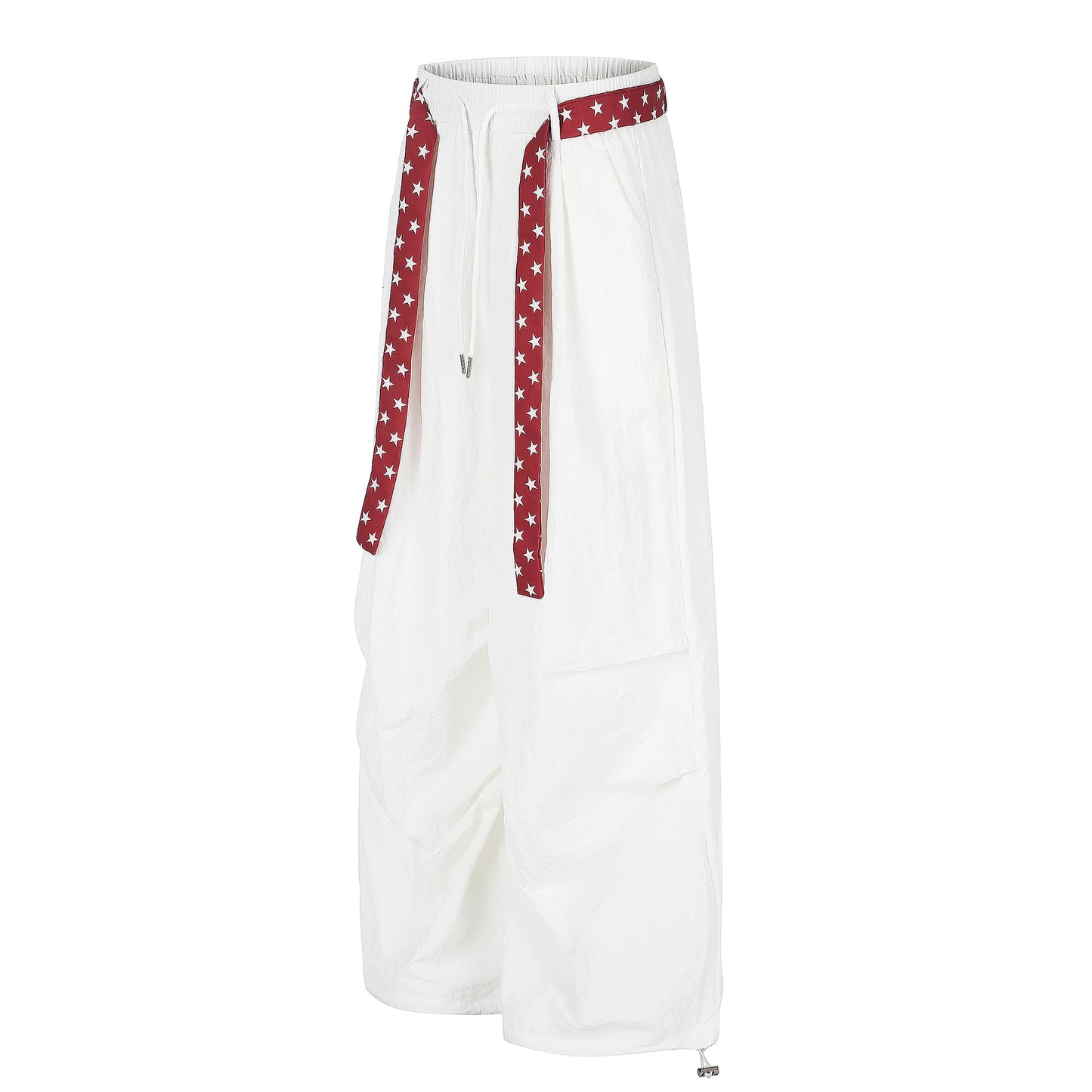 Belted Wide-Leg Pants for Women, Loose-Fit Drawstring Ankle-Cut Sporty Trousers