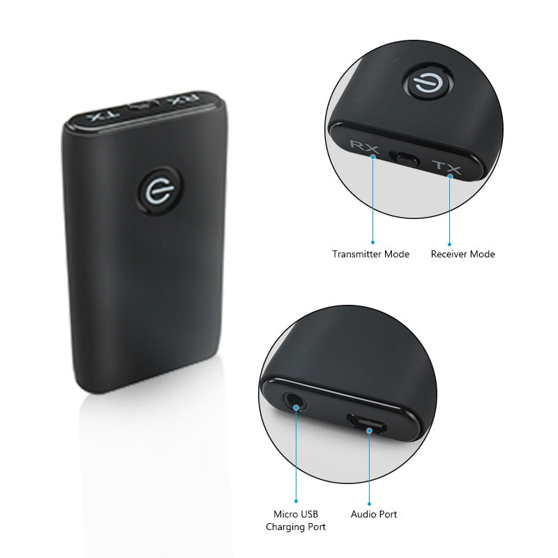 2 in 1 Wireless Bluetooth 5.0 Transmitter Receiver Chargable for TV PC Car Speaker 3.5mm AUX Hifi Music Audio Adapter