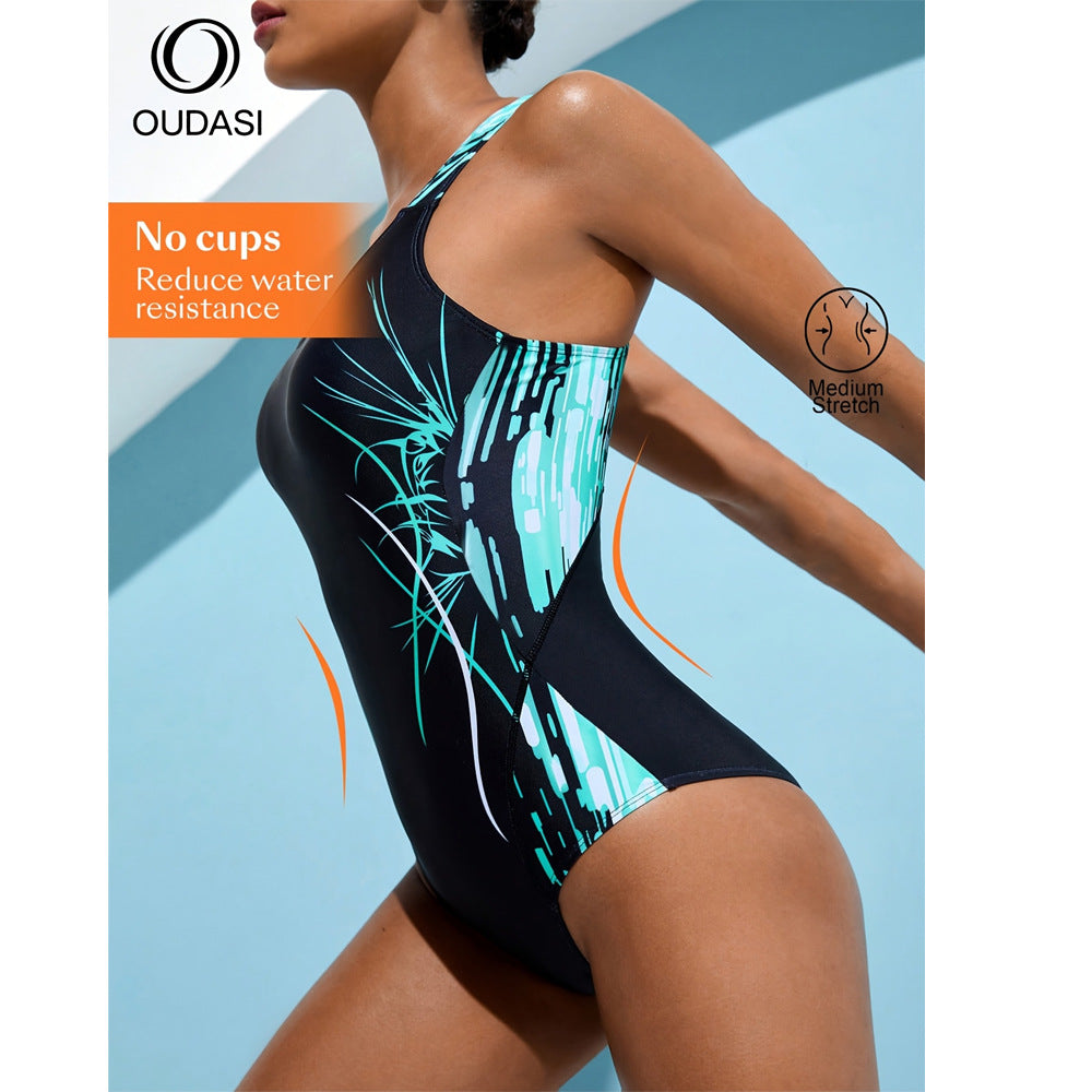 Sporty Print Fitted Bodycon Women's Swimwear