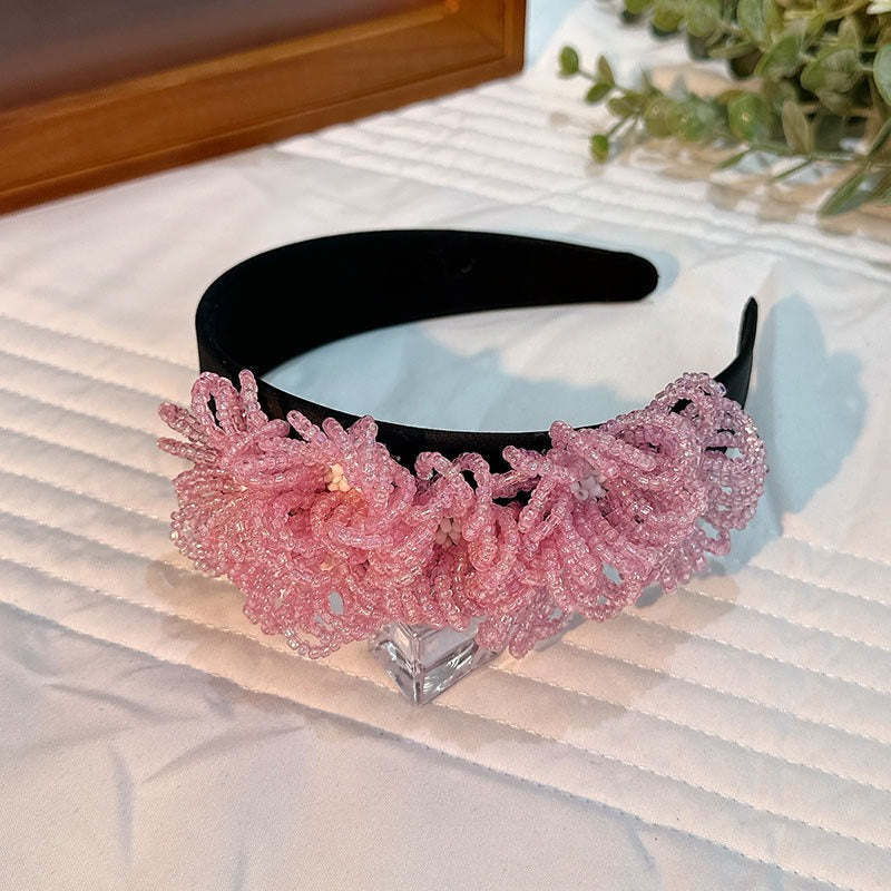 Fashionable floral handmade beaded headband headwear