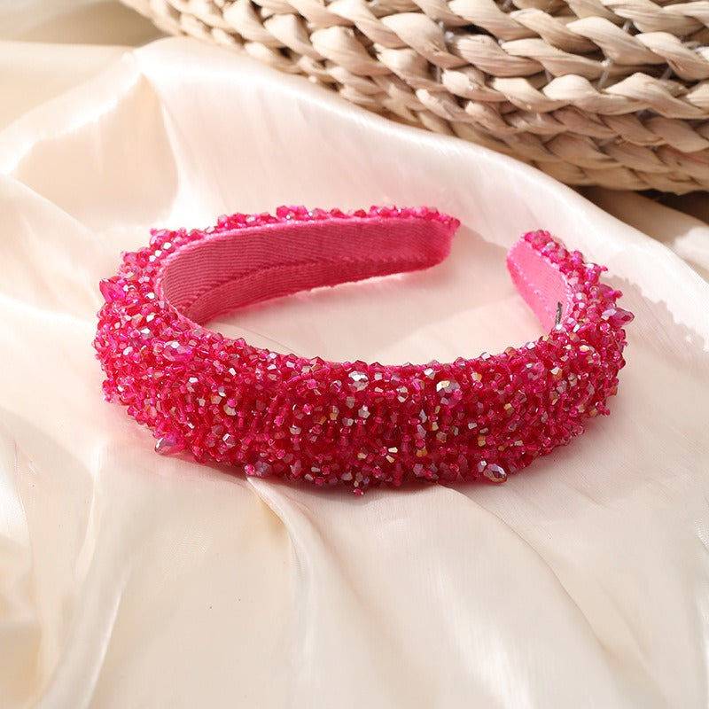 Crystal handmade beaded women's wide brimmed hair accessories
