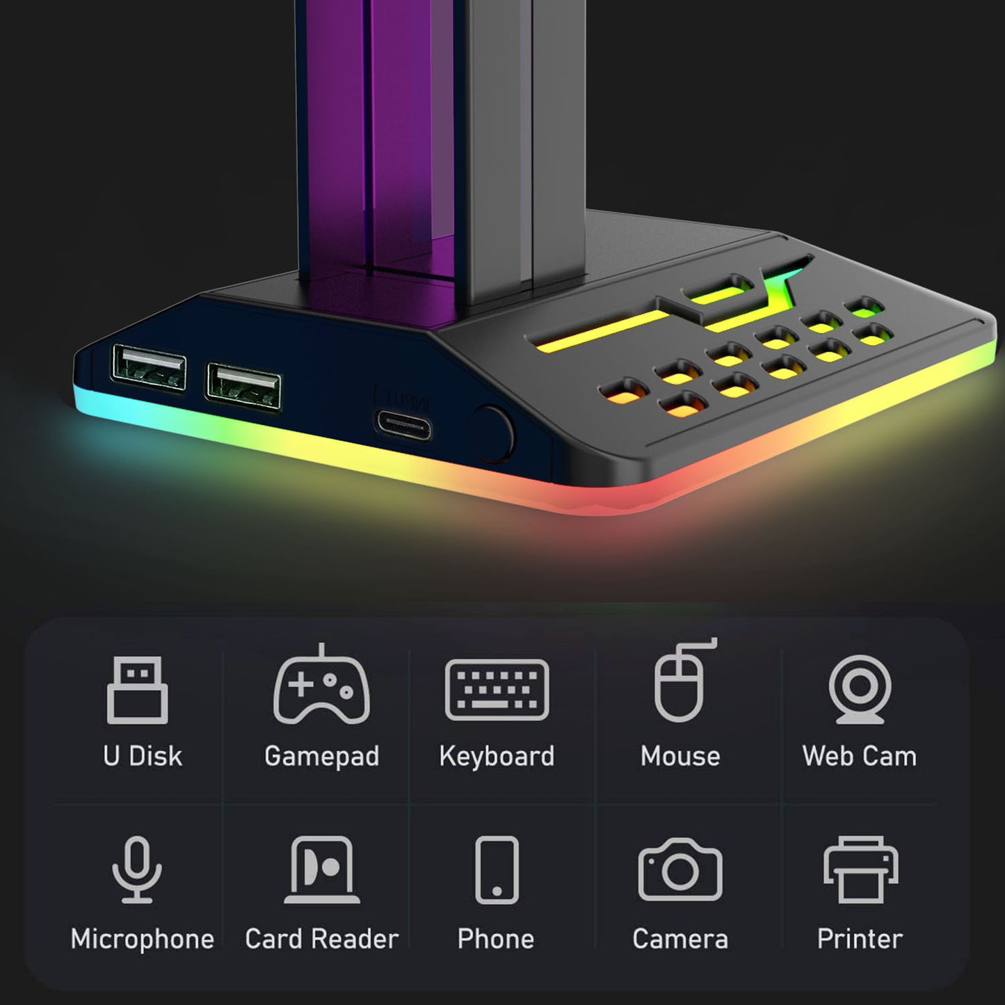 Earphone holder RGB, Amazon's best-selling color changing and glowing esports RGB headphone holder