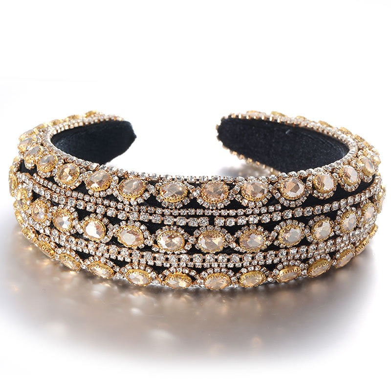 Heavy Craft Baroque Crystal Vintage Glass Inlaid Diamond Sponge Head Hoop