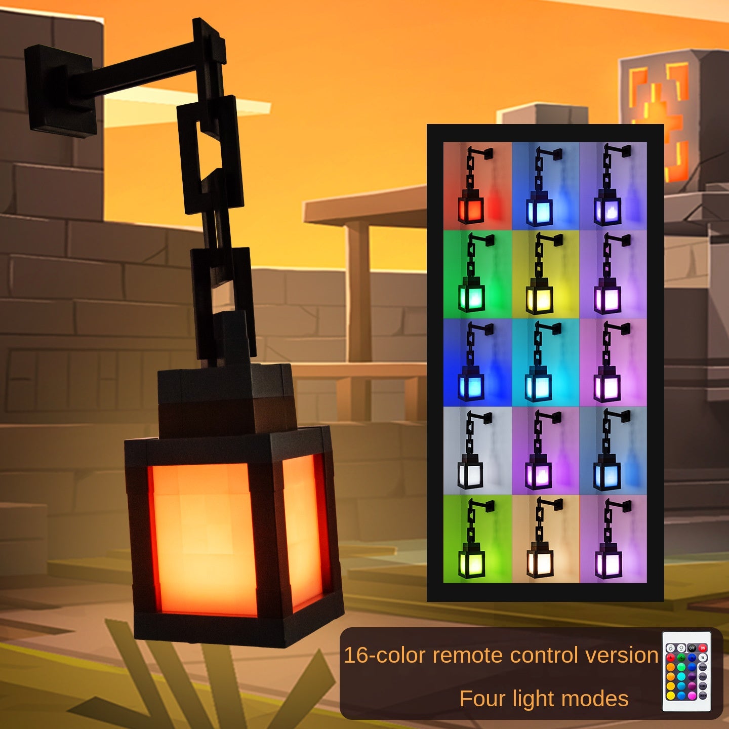 Minecraft Pixel Night Light LED Ambient Desk Lamp Creative Lantern Rechargeable Tap Light