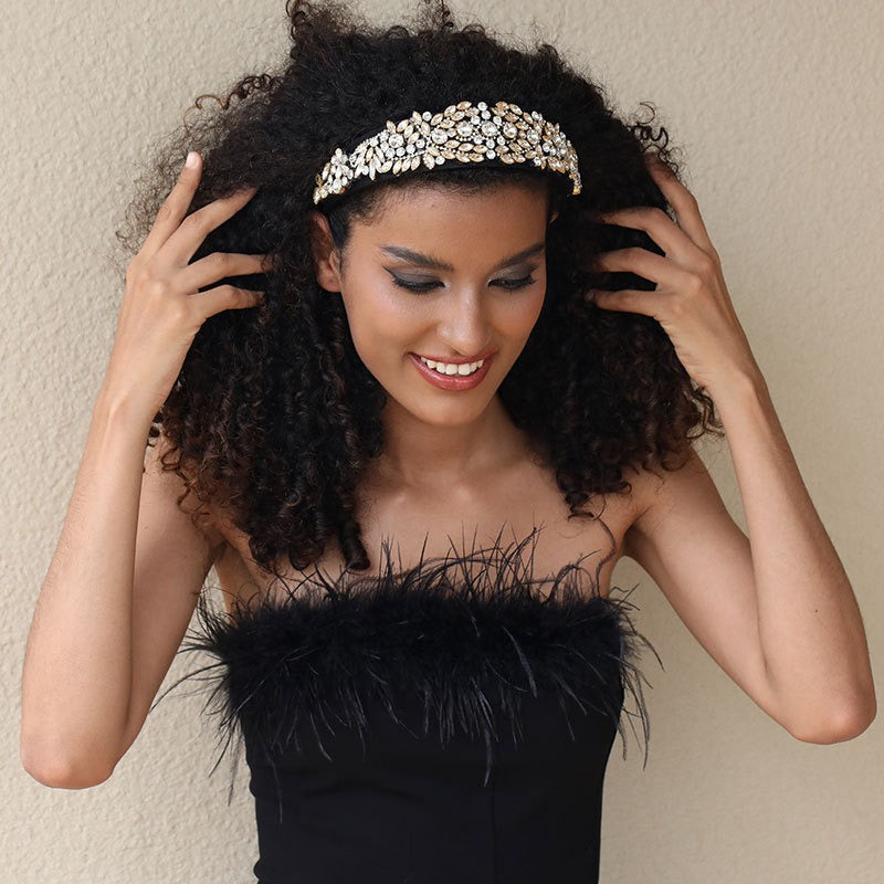 Fashion Baroque Full Diamond Geometry Water Diamond Wide Edge Thick Sponge Hair Accessories