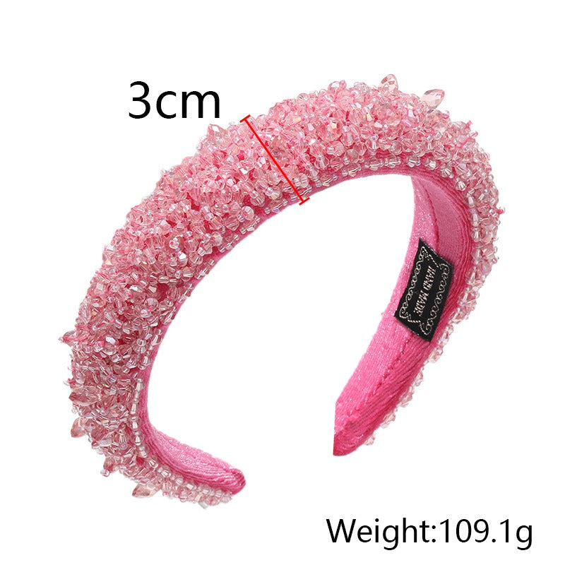 Crystal handmade beaded women's wide brimmed hair accessories