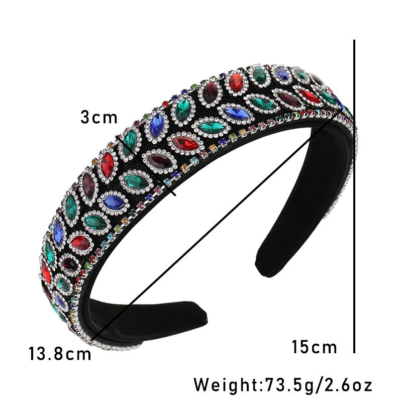 Fashionable and versatile fabric with wide edges and diamond inlay for women's hair accessories