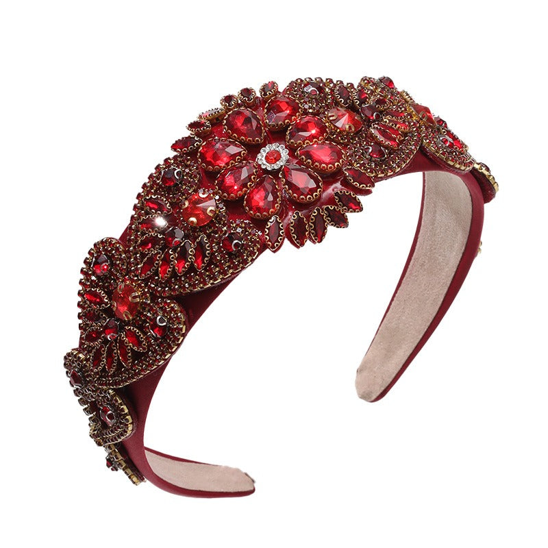 Fashionable Baroque inlaid color diamond water diamond three-dimensional hair hoop