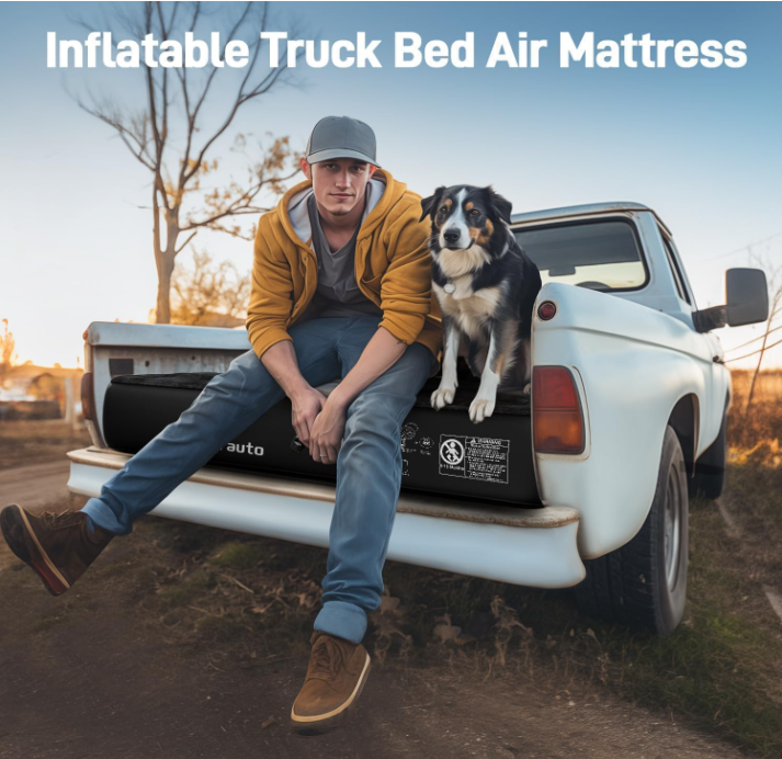 Umbratuo inflatable mattress is suitable for 6-6 foot full-size short truck lathes, inflatable truck tents with pumps, pickup ca