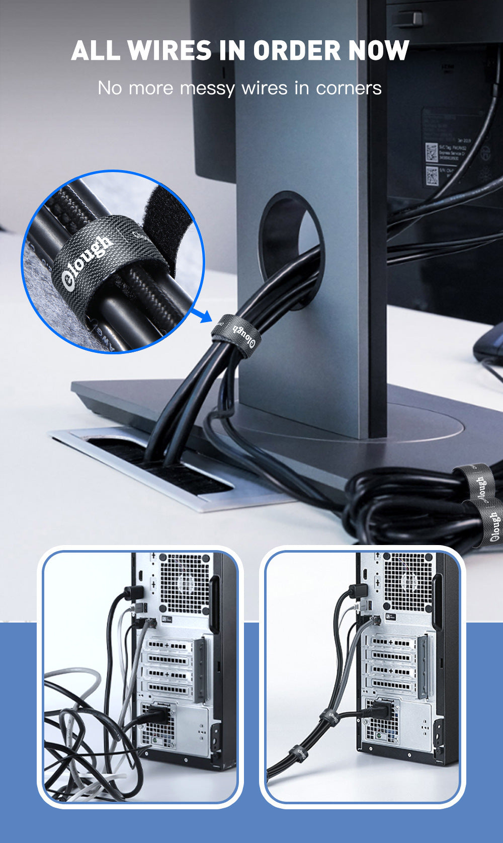 Backrest wire organizer, computer data cable